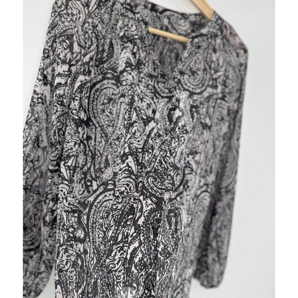 KUT from the Kloth Sheer Button Frontballoon Sleeve Blouse Size M, Preppy Office - Picture 7 of 11